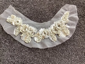 BEADS AND SEQUINS VINTAGE LOOK COLLAR NECK TRIM FOR TOPS SINGLETS UNDERSHIRTS - Picture 1 of 3