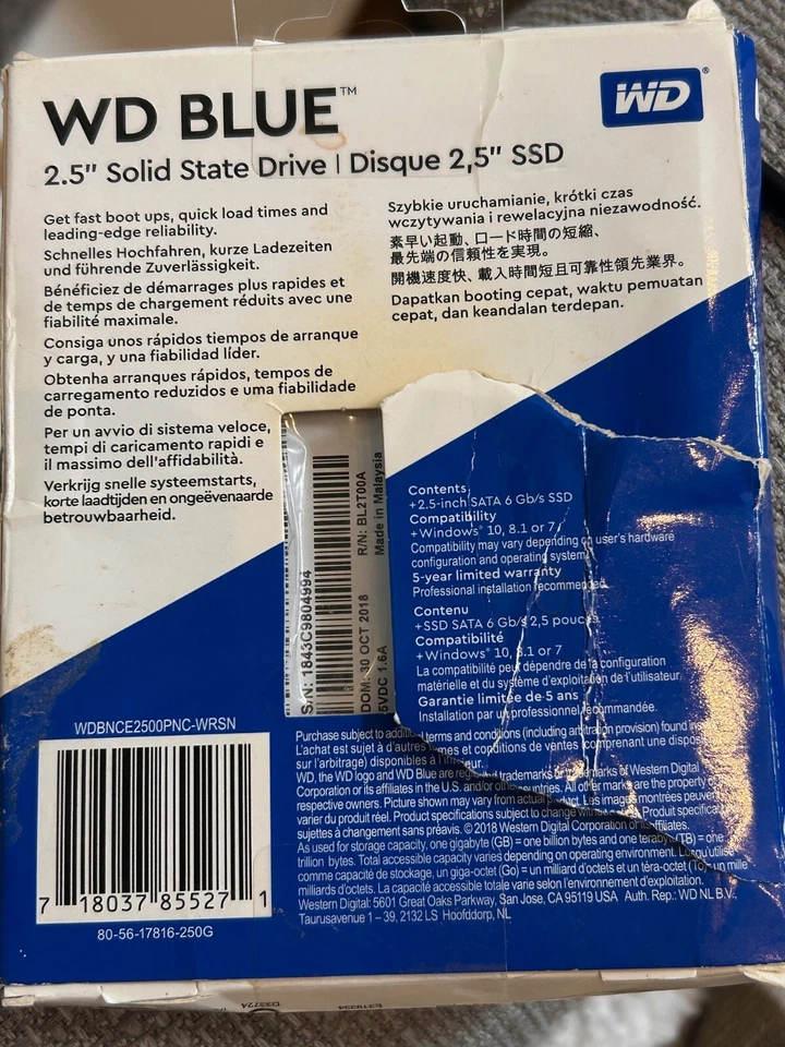 WD Blue PC SSD 250gb Internal SATA Solid State Drive for Laptops - Image 1 of 2