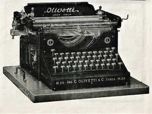 PUBBLICITA' 1922 MACCHINA DA SCRIVERE  MODELLO M.20 CAMILLO OLIVETTI IVREA - Picture 1 of 1