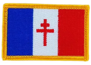 FLAG PATCH PATCHES FRANCE LIBRE CROIX DE LORRAINE IRON ON EMBROIDERED SMALL - Picture 1 of 1