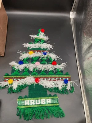 Aruba Green Stick and Yarn Christmas Tree Wall Hanger - Image 1 of 4