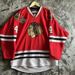 NHL CCM Jersey Strap Blackhawks 2010 Stanley Cup Champs #4 HJALMARSSON Sz 54 - Picture 1 of 16