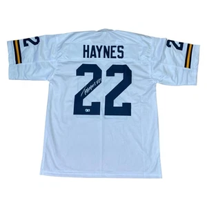 Justice Haynes Signed White #22 Stitched Jersey Michigan Wolverines RB Beckett - Picture 1 of 4