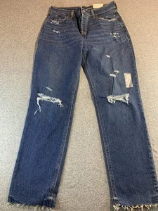 Old Navy Jeans Damen 2 Blau Denim Slim Fit High Rise Slouchy Straight Distressed - Bild 1 von 13