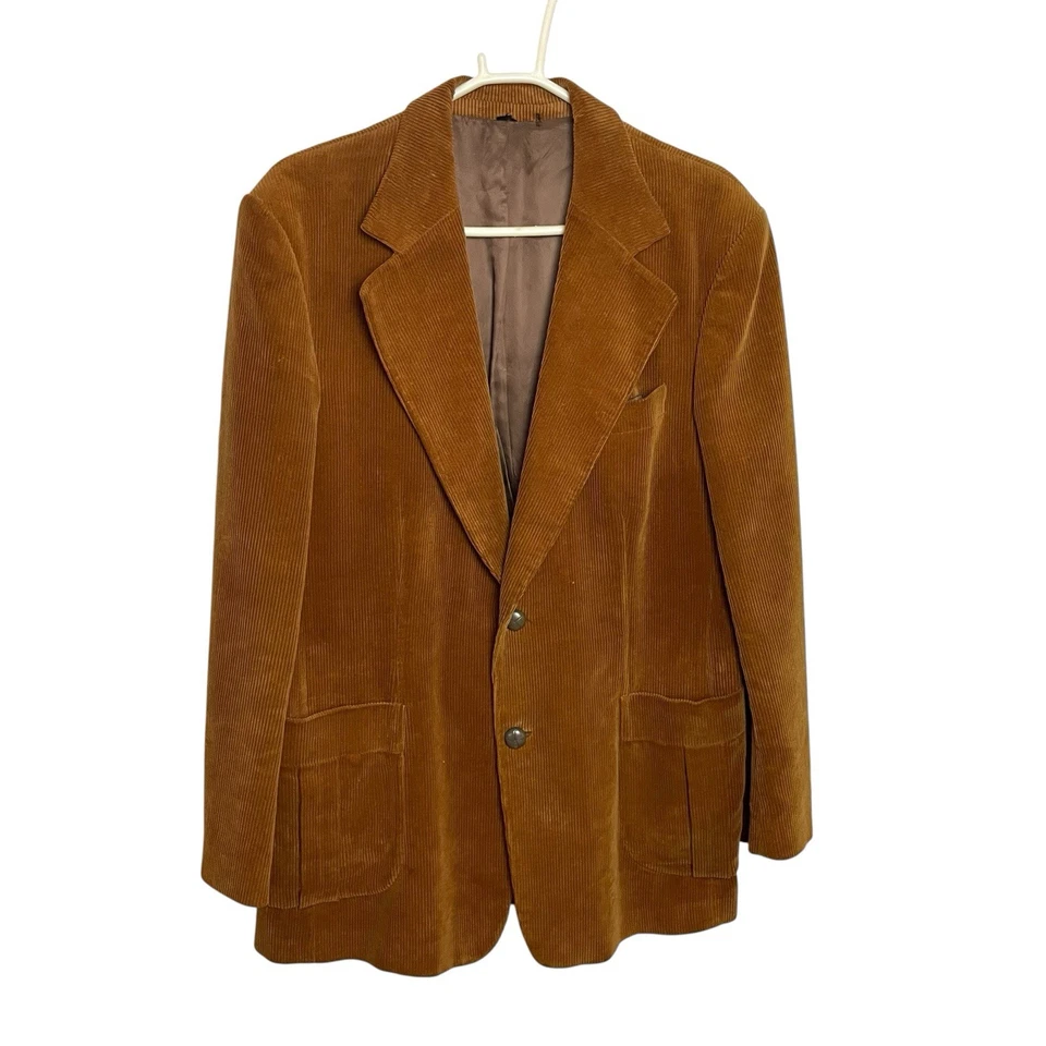 Abrigo Blazer Deportivo Pana De Colección Para Hombres 44L Tostado Camel 100% Algodón 2 Botones Ventilados Foto 1 de 4