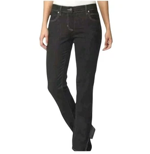 Eileen Fisher Black Slim Straight Jeans Womens 8 Made In USA - Picture 1 of 13