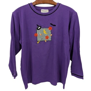 Marisa Christina Clásicos Halloween Top XL Púrpura 100% Algodón Calabazas Bruja Sombrero - Imagen 1 de 5