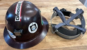 Sombrero duro vintage MSA Skullgard ala completa fibra de vidrio marrón EE. UU. Medic Fire - Imagen 1 de 13