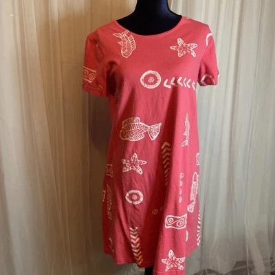 Vestido vintage feminino tamanho grande anos 90 elástico peixe vermelho mar marca atrevida - Imagem 1 de 4