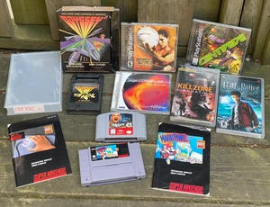 Retro Video Game Lot - Mario Paint, Sega Dreamcast, SEALED PS1, PSP, SNES Manual - Picture 1 of 5