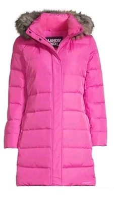 New Lands End DOWN Winter COAT 10 / 12 Pink 600 Fill Down Medium women FAST SHIP - Image 1 of 4