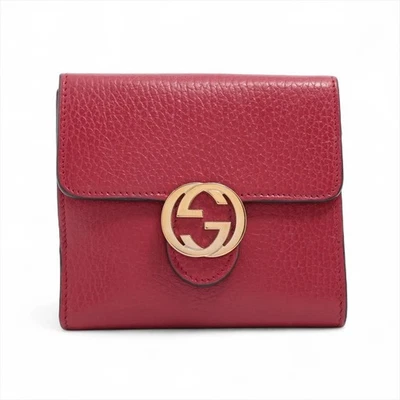 Gucci Interlocking G 598167 Leather Compact Wallet Red - Image 1 of 4