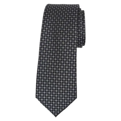 BAR III Mens Slim Tie Black Dark Gray Micro Woven Geometric 2.5 Skinny Necktie - Image 1 of 4