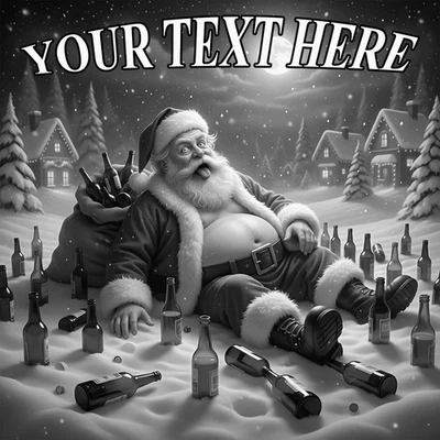 Christmas Laser Engraved Drunk Santa Wood Plaque 10x10 Personalized Gift - Image 1 of 4