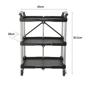 Portable Folding Workshop Garage Trolley 3 Level Shelf Cart Storage 165lb - Picture 1 of 12