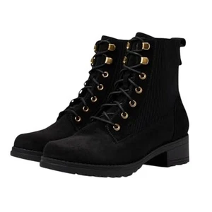 Cole Haan Womens Camea Combat ll Boots US 10 Wide Black Leather Waterproof NIB - Picture 1 of 13