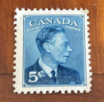 Estampilla postal de Canadá Jorge VI 5 centavos azul #C6 Foto 1 de 2