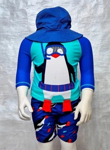 MARKS & SPENCER Conjunto de Natación para Bebés Niños Azul Top Pantalones Cortos y Sombrero para el Sol 3-6 Meses - Imagen 1 de 4