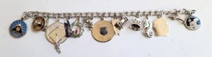 LOADED VINTAGE STERLING  CHARM BRACELET - Picture 1 of 4