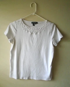 Lauren Ralph Lauren Petites White Short Sleeve T Shirt Size Large - Picture 1 of 3