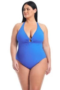 Nuevo con etiquetas Traje de baño de una pieza Bleu by Rod Beattie azul halter talla 16W precio de venta sugerido por el fabricante $129 - Imagen 1 de 2