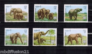 1987 - SERIE DE 6 TIMBRES OBL.**-/ELEPHANT - LAOS  Yt.791/96 - Foto 1 di 1