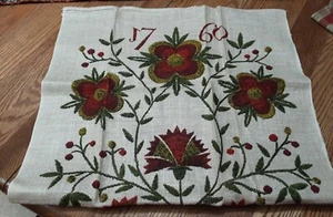 Vintage Linen Tea Towel Kay Dee Signed John L. Gieroch Colonial Floral 1760 NOS  - Picture 1 of 8