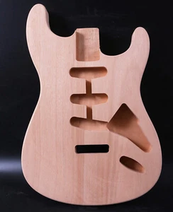 Unfinished Guitar Body Mahogany wood SSS pickups Style One Piece wood for DIY - Picture 1 of 6