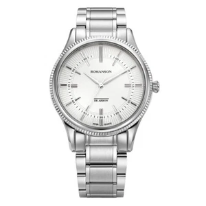 Romanson Men's Odysse D'Arbon Coin Slim Watch White Dial Quartz Steel - Picture 1 of 3