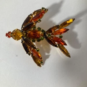 Spilla uccellino strass spilla topazio oro verde 2" - Foto 1 di 4