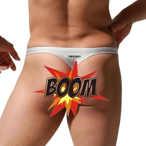 DESMIIT MENS SHINY SILVER LOW RISE SUNBEAM SWIM THONGS (LARGE-30-32) - Picture 1 of 7
