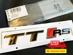Genuine Style Gloss Black TTRS Rear Boot Trunk Emblem Badge Sticker Audi TT RS - Picture 1 of 1