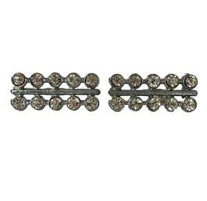 Set spilla bar vintage tono argento strass trasparenti doppia fila costume - Foto 1 di 10