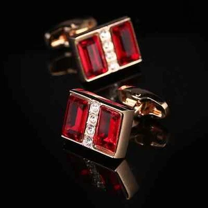 Fashion Men Cufflinks 1 Pair of Shirt Suit Cuff Links Jewelry Rhinestone Classic - Picture 1 of 91