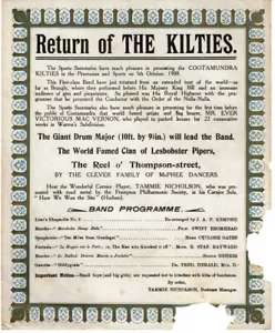 RÜCKKEHR DER KILTIES ... AUSTRALIA 1908 Leistung der COOTAMUNDRA KILTIES - Bild 1 von 1