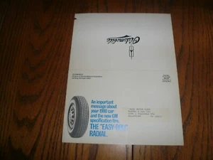 Oldsmobile 1980 "Easy-Roll" correo radial de neumáticos de Frieden Olds Motor Corp, Pensilvania - Imagen 1 de 2