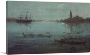 Nocturne in Blue & Silver Canvas Art Print by James Abbott McNeill Whistler - Picture 1 of 14
