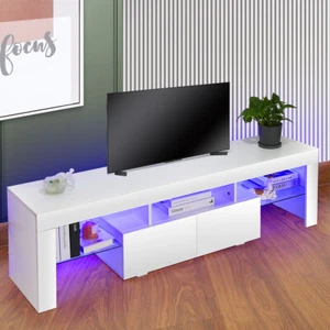 TV Lowboard mit LED Beleuchtung Hängeboard Schrank Sideboard Weiß 160*36*45CM DE - Bild 1 von 19