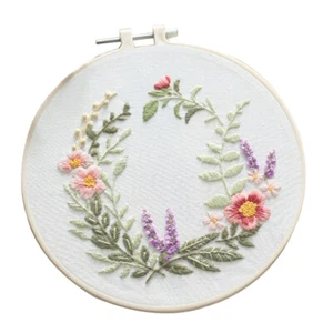 Floral Embroidery Starter Kit Easy Cross Stitch Cloth Hand Embroider Craft Kits - Picture 1 of 7