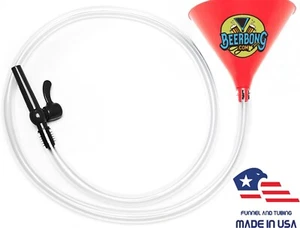 Social Distancing Bier Bong Trichter mit schwarzem Ventil (6’ lang) | roter Trichter - Bild 1 von 6