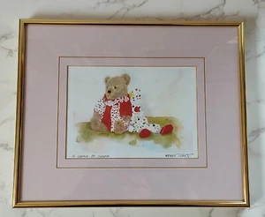 VTG Gold Metal Framed Pink Matted Print by Wendy Tosoff A Couple of Clowns A9 - Picture 1 of 4