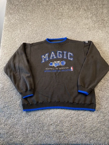 VINTAGE Orlando Magic Sweatshirt Mens Extra Large Black Brown NBA Logo Athletic Cover