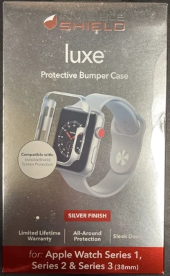 Estuche parachoques InvisibleShield Luxe Apple Watch Series 3, 2 y 1 tamaño 38 mm plateado Foto 1 de 4