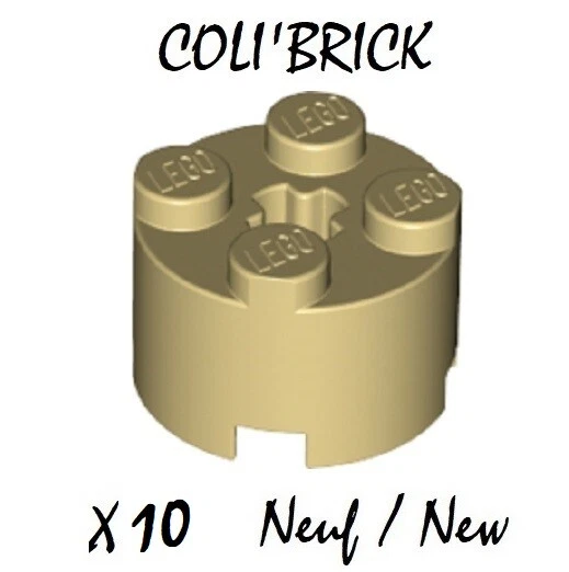 Lego 3941 - 10x Brique Ronde / Brick Round 2x2 - Tan - 6143 6116 39223 Neuf - Photo 1/1