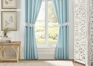 NEW Croscill "Willa" Pole Top Drapery- 2 Lined Panels & Tiebacks - 82" Wx 84” L - Picture 1 of 4