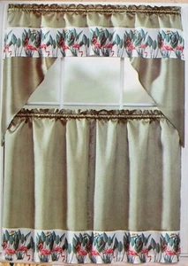 3 Stück Bedruckte Vorhänge Set: 2 Ebenen (30"x36") & Swag (60"x36") ROSA FLAMINGOS, HG - Bild 1 von 11