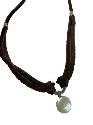 VETEMENTS Collana di perle ecopelle boho tribale avvolto filo costume bigiotteria