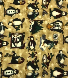 Mumms the Word Penguins Flannel Fabric SSI Debbie Mumm Quilt Craft OOP 58 In - Picture 1 of 2