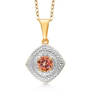 1.01 Ct Ecstasy Mystic Topaz Diamond 18K Yellow Gold Plated Silver Pendant with - Picture 1 of 3