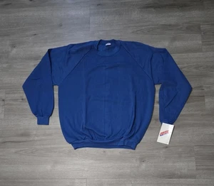 Vintage 90s Blank Sweatshirt Jerzees USA Crewneck Blue Size XL Neu mit Etikett - Bild 1 von 10